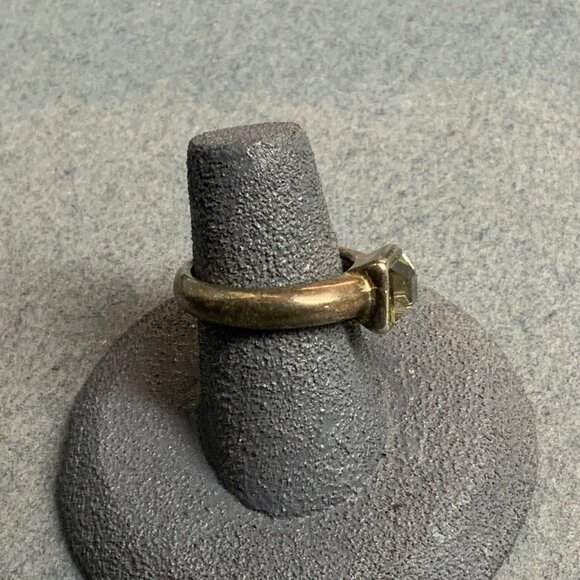 Smoky Square Rhinestone Ring Size 6 Grey Dark Silver Vintage Retro Bling Glam - Picture 6 of 7